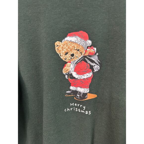 Christmas Denim & Flower Ricky Singh Sweatshirt L Green Teddy Bear - Picture 2 of 8
